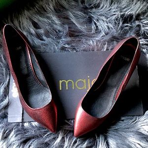 New in Box- Maje FIA red metallic crackle heels 37